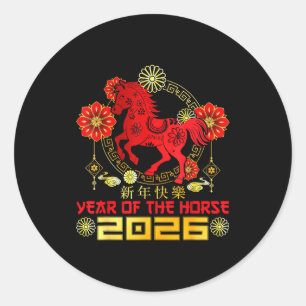 Frohes chinesisches Neujahr 2026 Mondneujahr des Runder Aufkleber