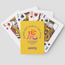 Frohes chinesisches Neujahr der Tiger-Monogramm Spielkarten