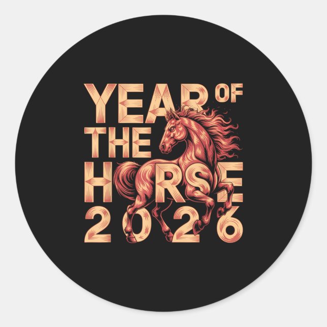 Frohes chinesisches Neujahr des Pferdes 2026 Lunar Runder Aufkleber (Vorderseite)