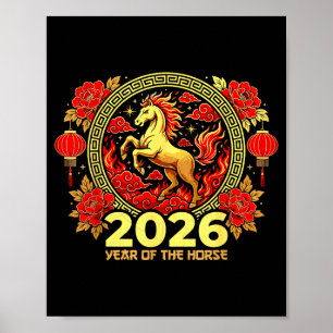 Frohes chinesisches Neujahrsfest des Feuerpferds c Poster