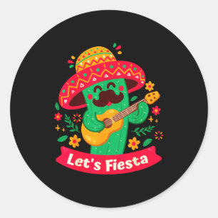 Frohes Cinco de Mayo, lasst uns mexikanische Party Runder Aufkleber