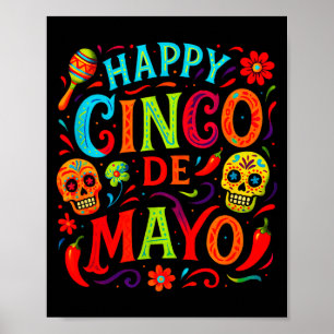 Frohes Cinco De Mayo - Mexikanische Fiesta-Totenko Poster