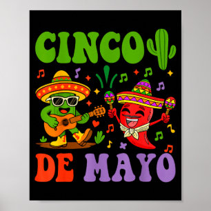 Frohes Cinco de Mayo mexikanischer Kaktus und Pfef Poster