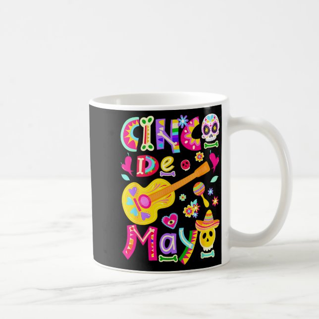 Frohes cinco de mayo mexikanischer Sombrero Gitarr Kaffeetasse (Rechts)