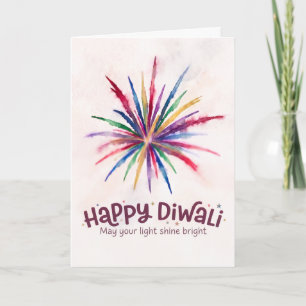 Frohes Diwali Buntes Feuerwerk Wasserfarbe Karte