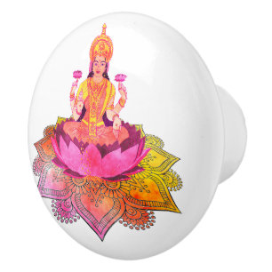 Frohes Diwali - Deepalavi Lakshmi Göttin 4 Keramikknauf