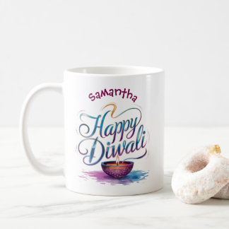 Frohes Diwali individuell anpassbar weiß Kaffeetasse