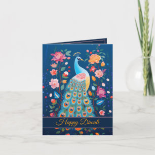 Frohes Diwali Pfau & Blumen Einladung