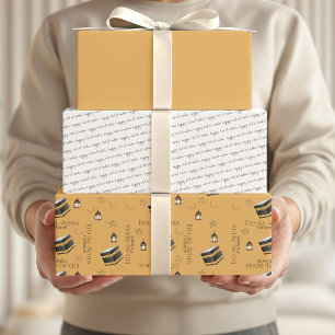 Frohes Eid al-Adha Mubarak Kinder Gelbe Kabah Zita Geschenkpapier Set