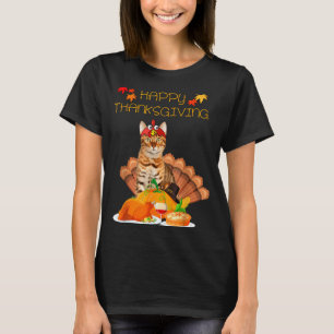 Frohes Erntedankfest Bengal Katze Geschenk Katze L T-Shirt