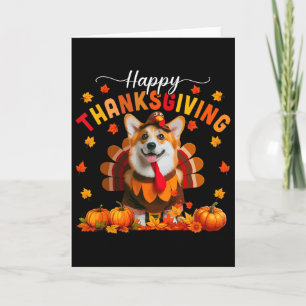 Frohes Erntedankfest Corgi Cosplay Herbst Truthahn Karte