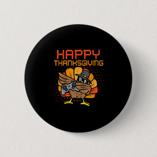 Frohes Erntedankfest Dabbing Gamer Truthahn Kinder Button
