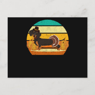 Frohes Erntedankfest Dachshund Truthahn Tag Herbst Postkarte