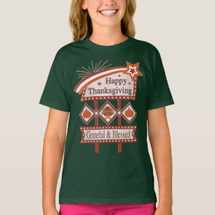 Frohes Erntedankfest Dankbar & Gesegnet Retro-Schi T-Shirt