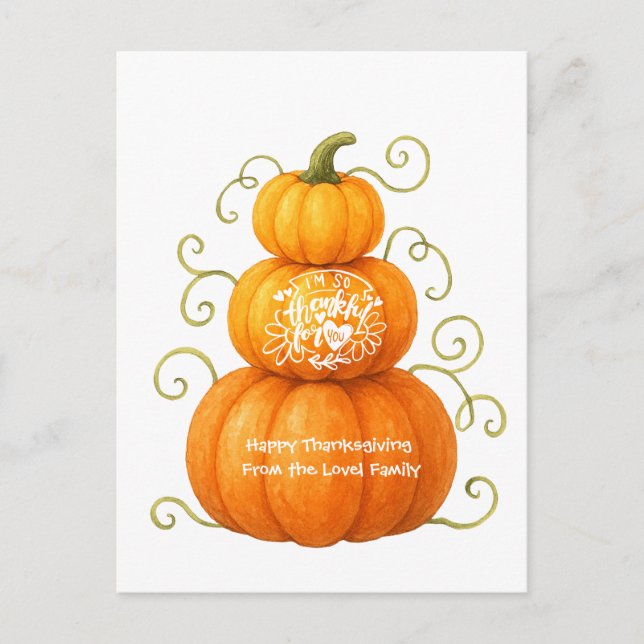 Frohes Erntedankfest Dankbare Kürbisse Postkarte (Vorderseite)