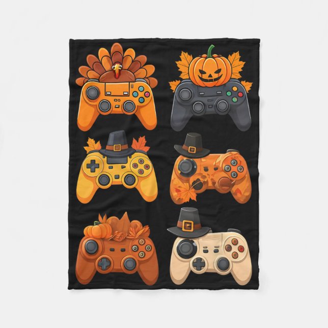 Frohes Erntedankfest Herbst Gaming Controller Trut Fleecedecke (Vorderseite)