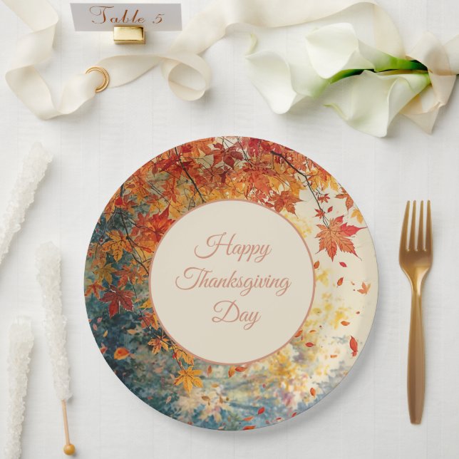 Frohes Erntedankfest, Herbst Herbstsaison, Modern  Pappteller (Hochzeit)