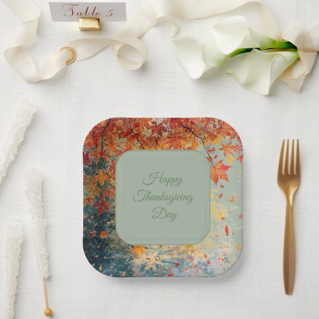 Frohes Erntedankfest, Herbst, Modern  Pappteller (Hochzeit)
