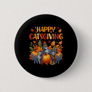 Frohes Erntedankfest Katze Drei Niedliche Russisch Button