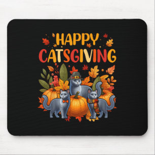 Frohes Erntedankfest Katze Drei Niedliche Russisch Mousepad