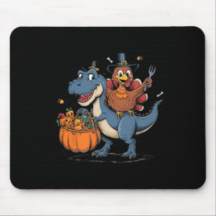 Frohes Erntedankfest Kinder Lustiger Truthahn Reit Mousepad