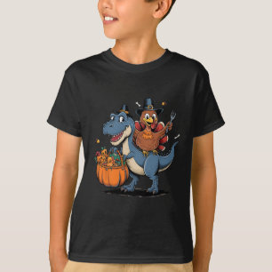 Frohes Erntedankfest Kinder Lustiger Truthahn Reit T-Shirt