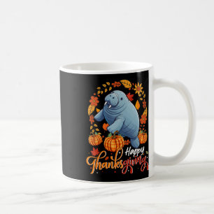 Frohes Erntedankfest Manatee In Blättern Kürbisse Kaffeetasse