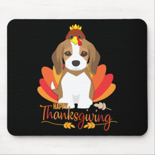 Frohes Erntedankfest mit Truthahn Beagle Hund Süße Mousepad