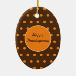 Frohes Erntedankfest Oval Ornament (Braun & Orange