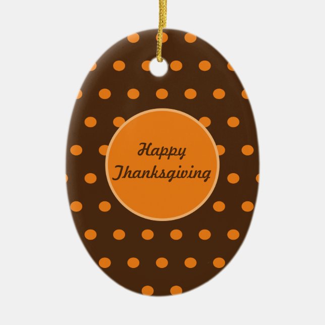 Frohes Erntedankfest Oval Ornament (Braun & Orange (Vorne)