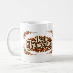 Frohes Erntedankfest Schriftzug mit Kürbissen Kaffeetasse