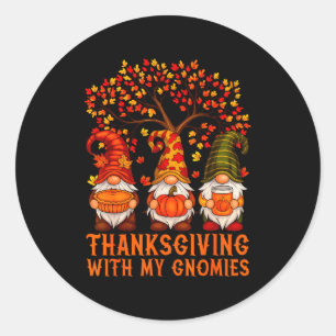 Frohes Erntedankfest Süße Gnome Kürbis Herbst Blät Runder Aufkleber