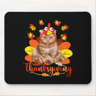 Frohes Erntedankfest T-Shirt Katze Truthahn Weihna Mousepad