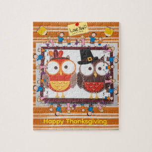 Frohes Erntedankfest Tag Puzzle Eulen