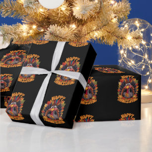 Frohes Erntedankfest Truthahn Familie Herbst Geschenkpapier