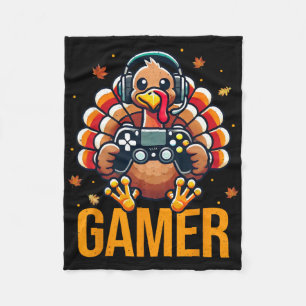 Frohes Erntedankfest Truthahn Gamer Herbst Videosp Fleecedecke