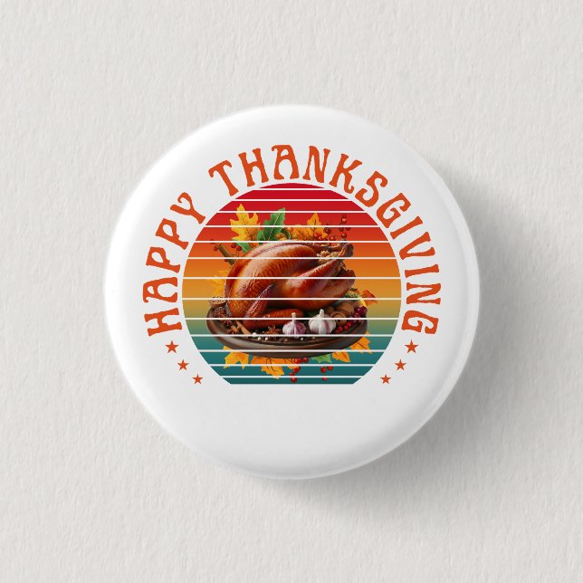 Frohes Erntedankfest Truthahn Herbstsaison Herbst Button (Vorderseite)