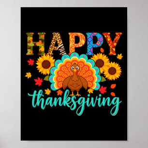 Frohes Erntedankfest Truthahn Sonnenblume Herbst F Poster