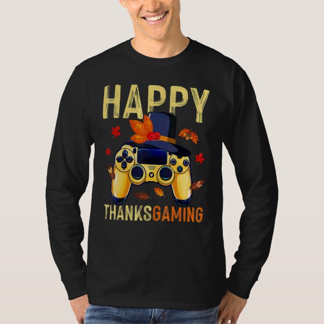 Frohes Erntedankfest Videospiel-Controller Pilger  T-Shirt (Vorderseite)