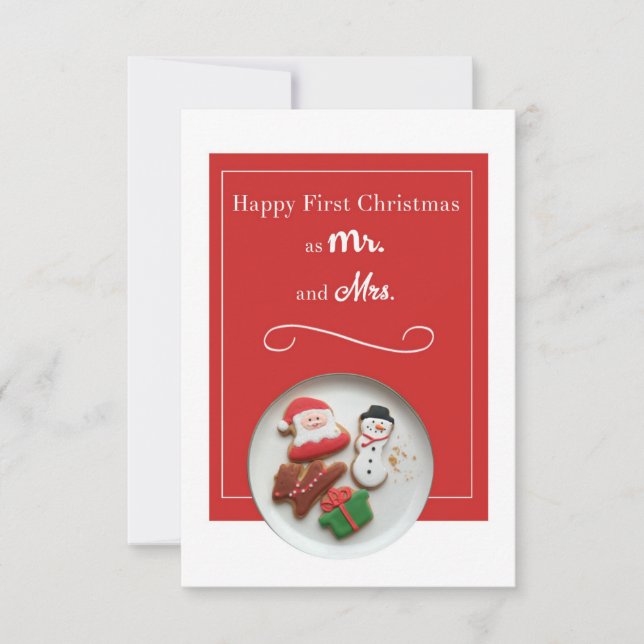 Frohes Erstes Weihnachten als Herr und Frau White  Einladung (Vorderseite)