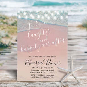 Frohes Ever After Beach Hochzeit Probe Dinner Einladung