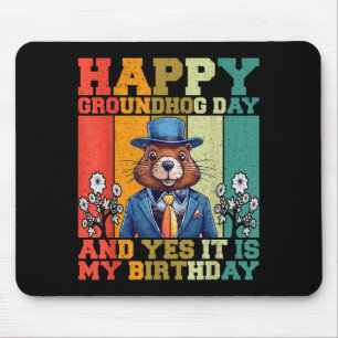 Frohes Groundhog Day 2025 Lustiges Retro-Murmeltie Mousepad