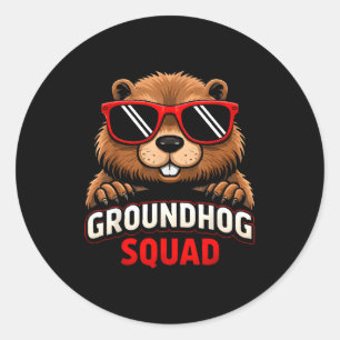 Frohes Groundhog Day 2026 Feier Lustiger Groundh Runder Aufkleber