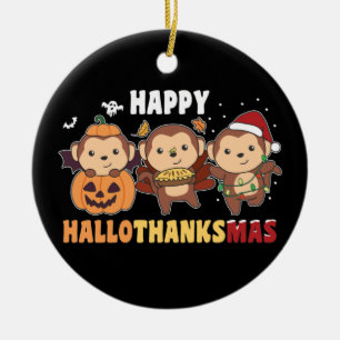 Frohes Hallothanksmas Affe Weihnachten Affen Cera Keramik Ornament