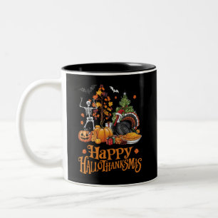 Frohes Hallothanksmas Frohes Halloween Erntedankfe Zweifarbige Tasse