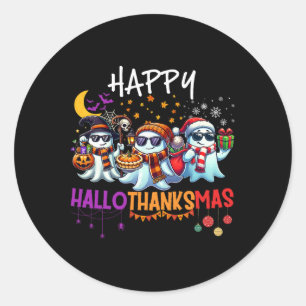 Frohes Hallothanksmas Gespenst Halloween Erntedank Runder Aufkleber