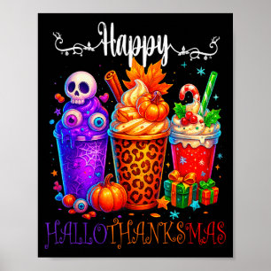 Frohes Hallothanksmas Halloween Erntedankfest Chri Poster