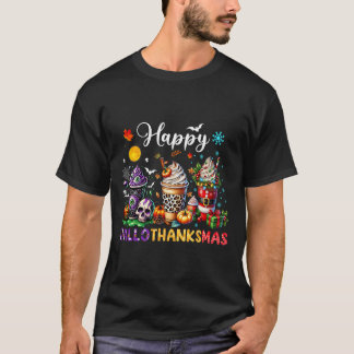Frohes Hallothanksmas Halloween Kaffee Latte Danke T-Shirt