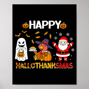Frohes Hallothanksmas Lustiges Halloween-Erntedank Poster