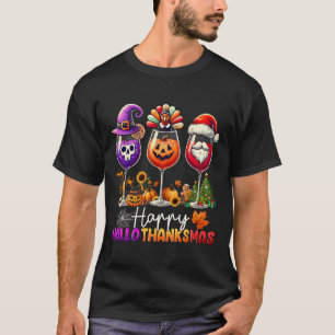 Frohes Hallothanksmas Wein Halloween Erntedankfest T-Shirt